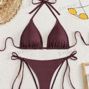 Shein shimmery burgundy bikini